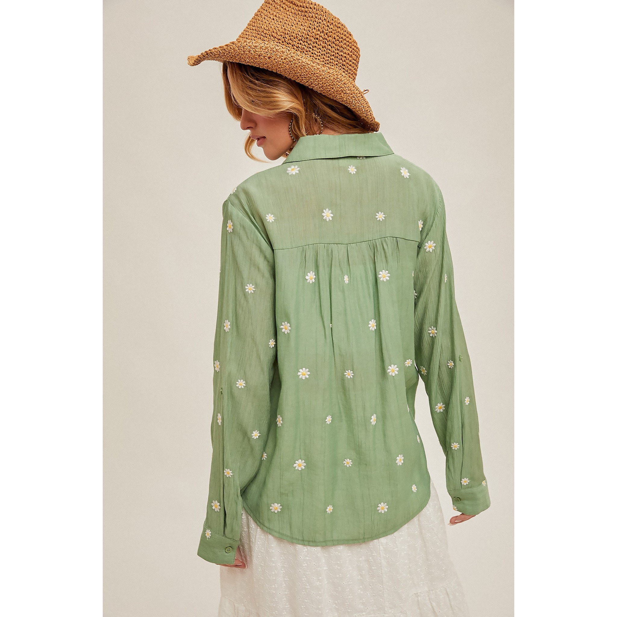 Darling Daisy Embroidered Button Down Shirt
