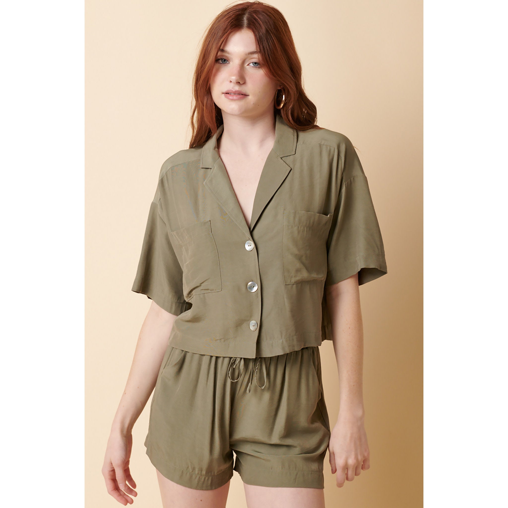 Out of Office Collar Crop Shirt