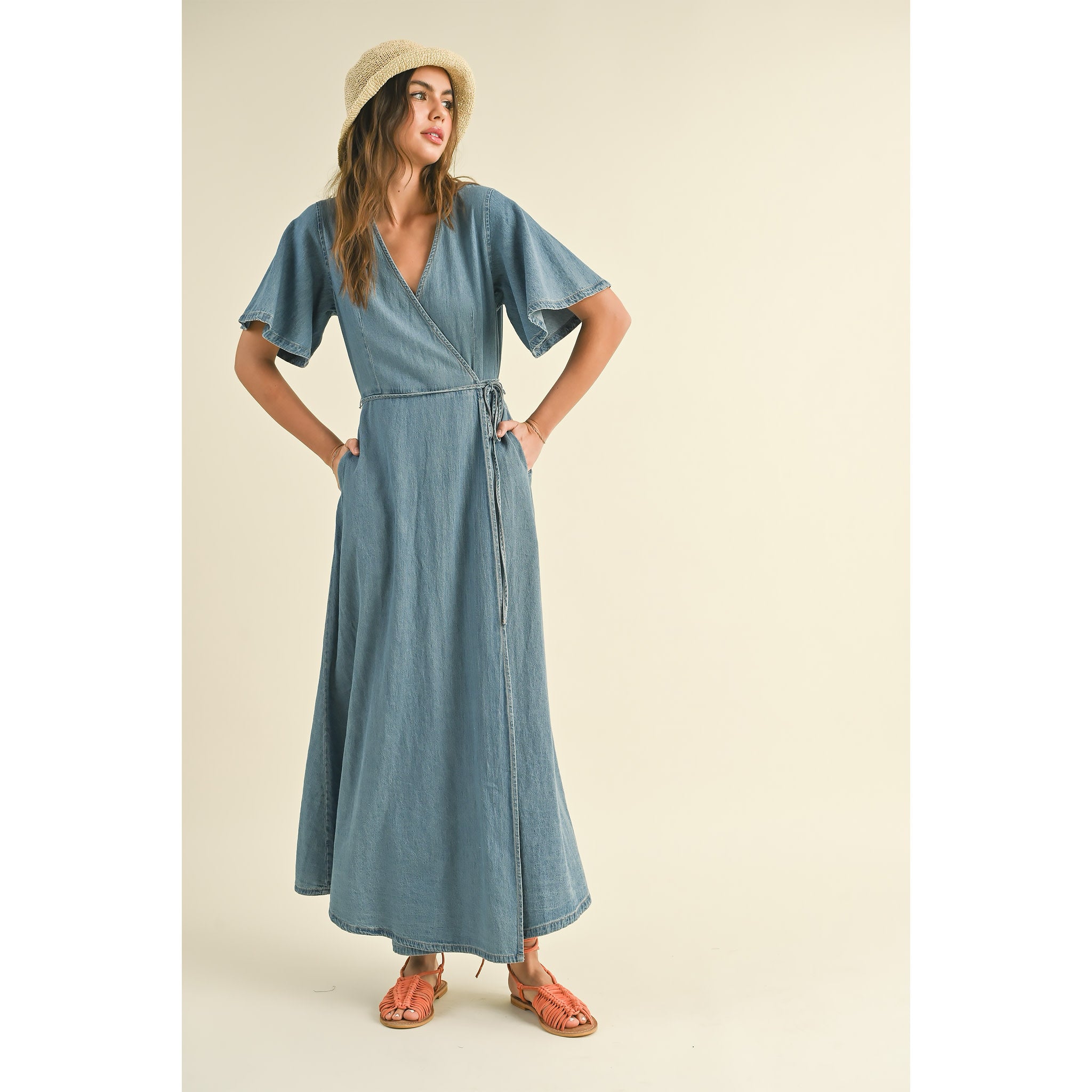 Weekend Stroll Denim Wrap Dress
