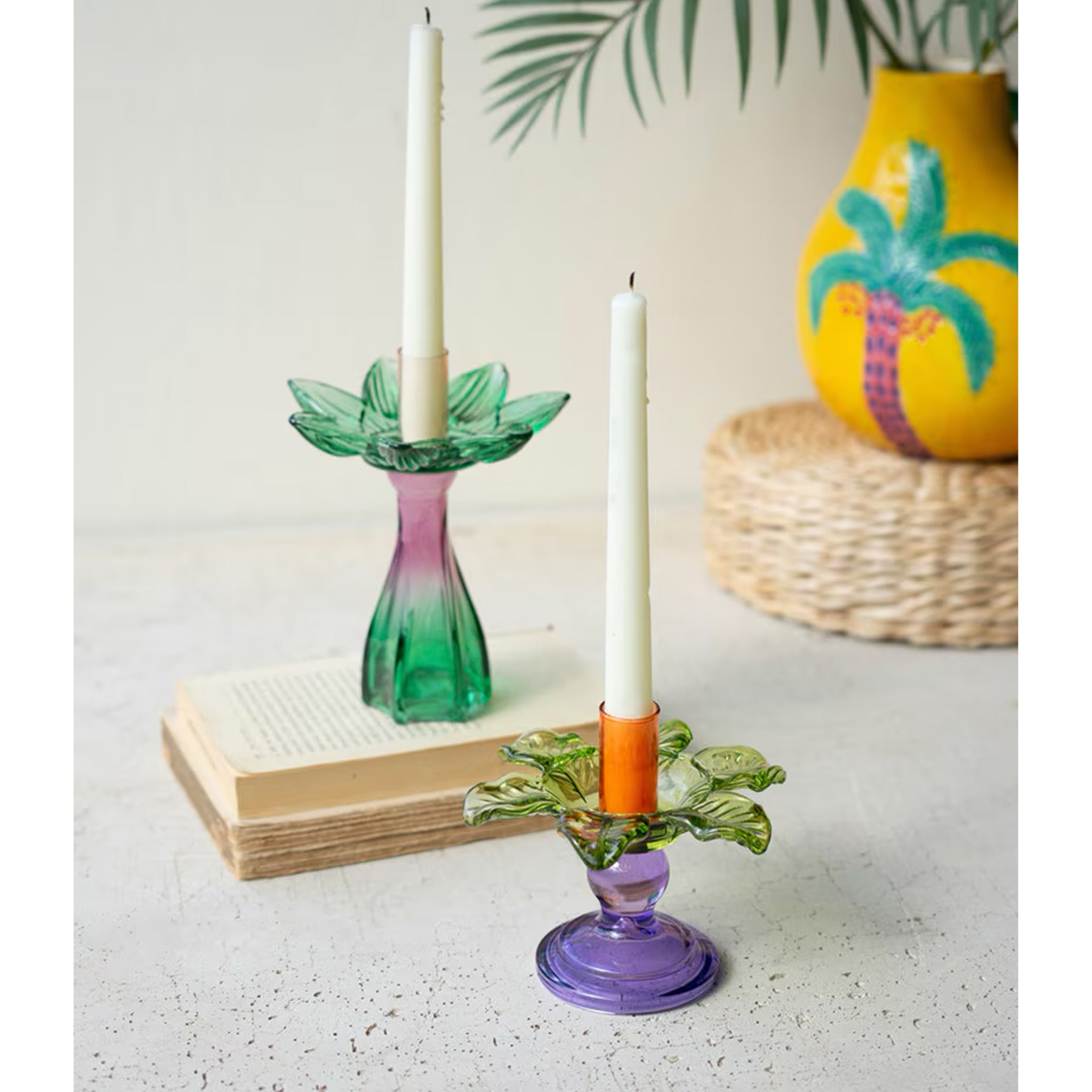 Glass Flower Candle Holder