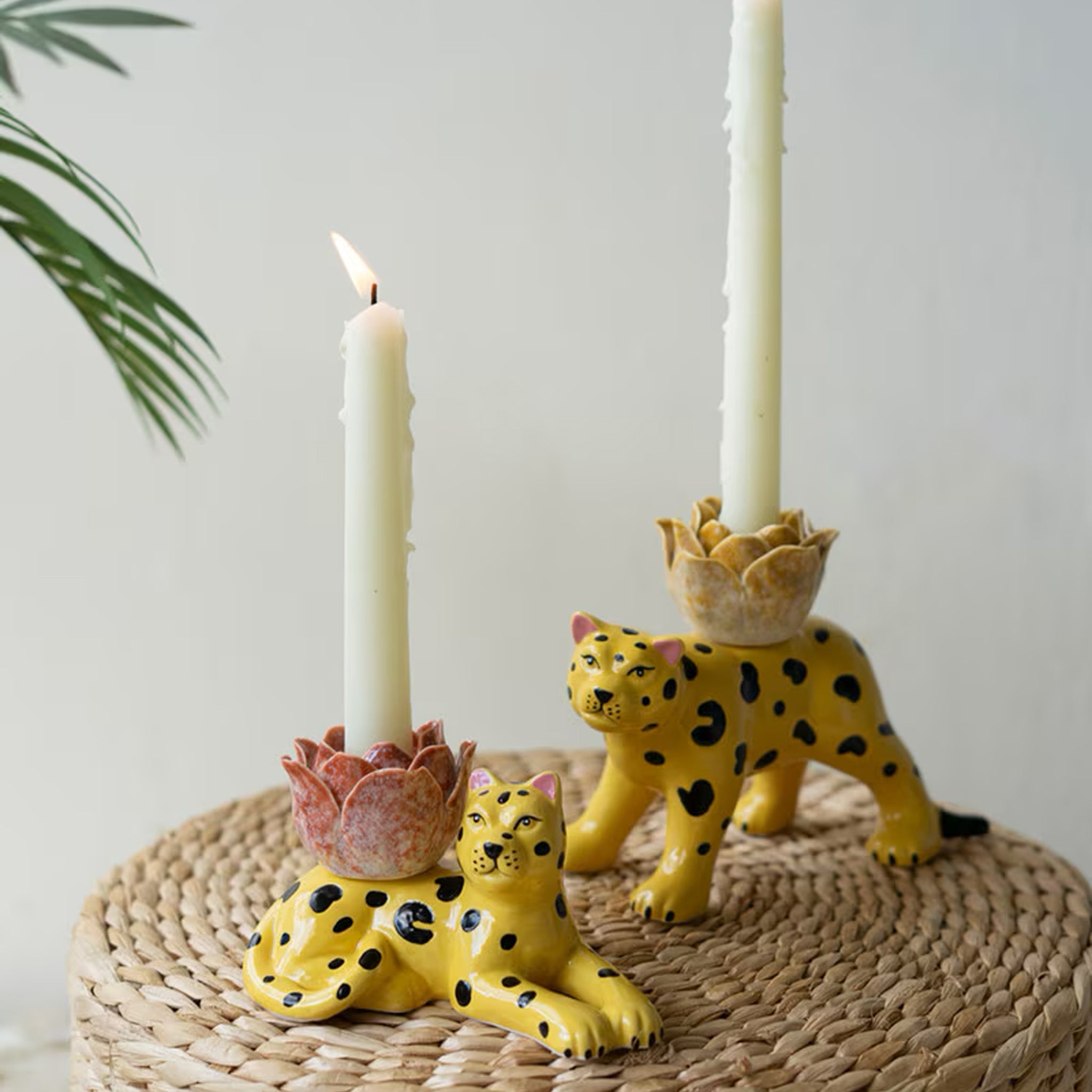 Ceramic Cheetah Candle Holder