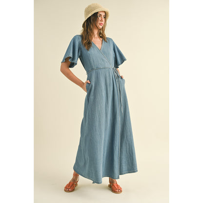 Weekend Stroll Denim Wrap Dress