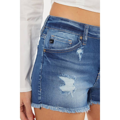 The Madison Mid Rise Fray Hem Jean Shorts