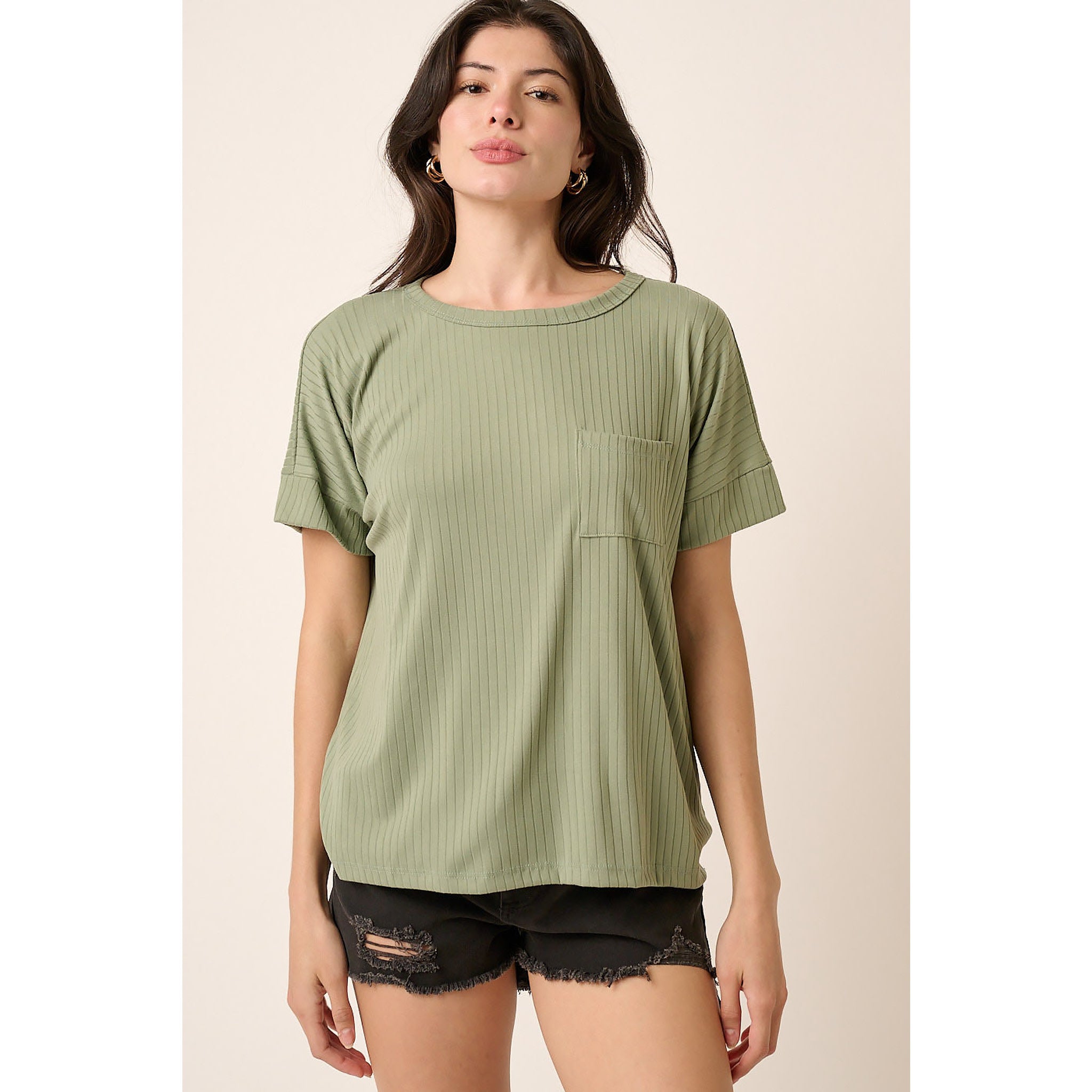 Nicole Ribbed Short Sleeve Top
