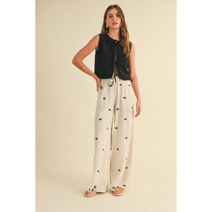 Sunny Side Embroidered Linen Pants