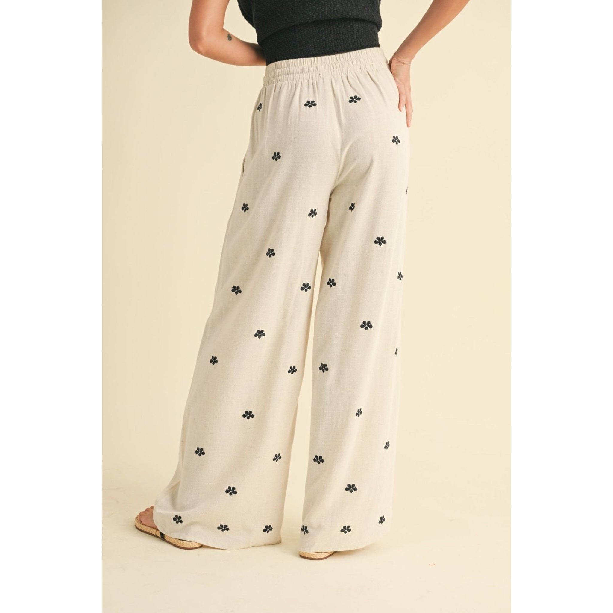 Sunny Side Embroidered Linen Pants