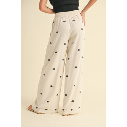 Sunny Side Embroidered Linen Pants