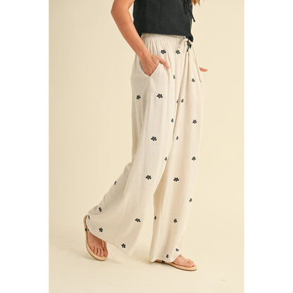 Sunny Side Embroidered Linen Pants