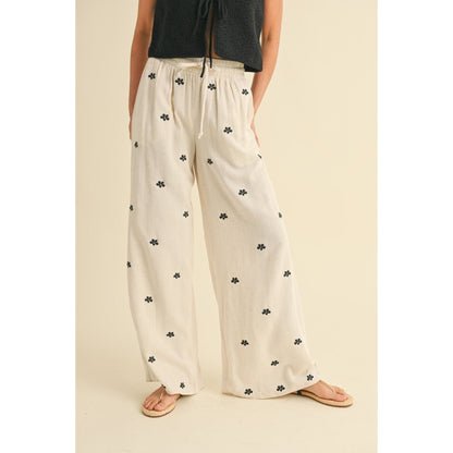 Sunny Side Embroidered Linen Pants