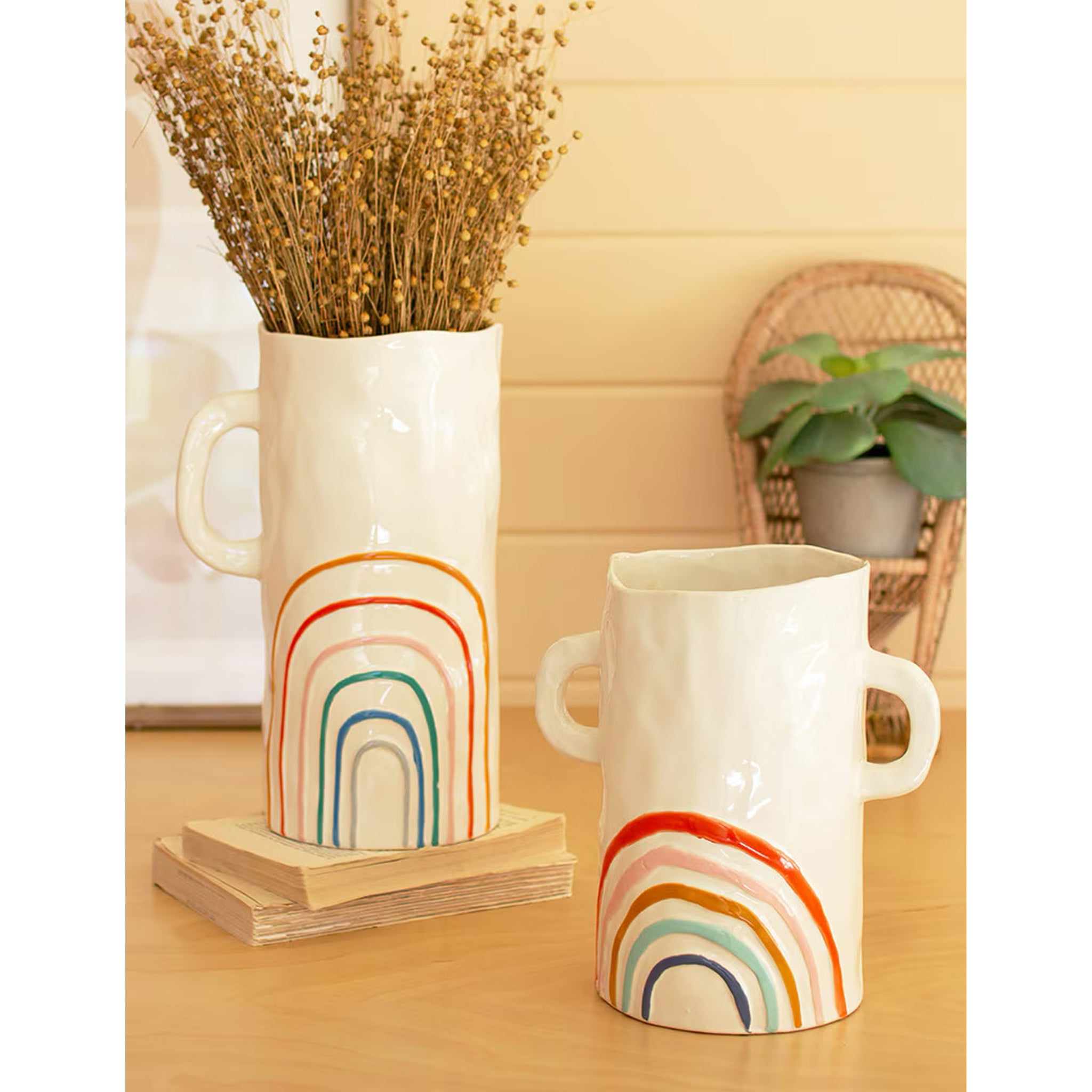 Ceramic Rainbow Vase w/ Two Handles
