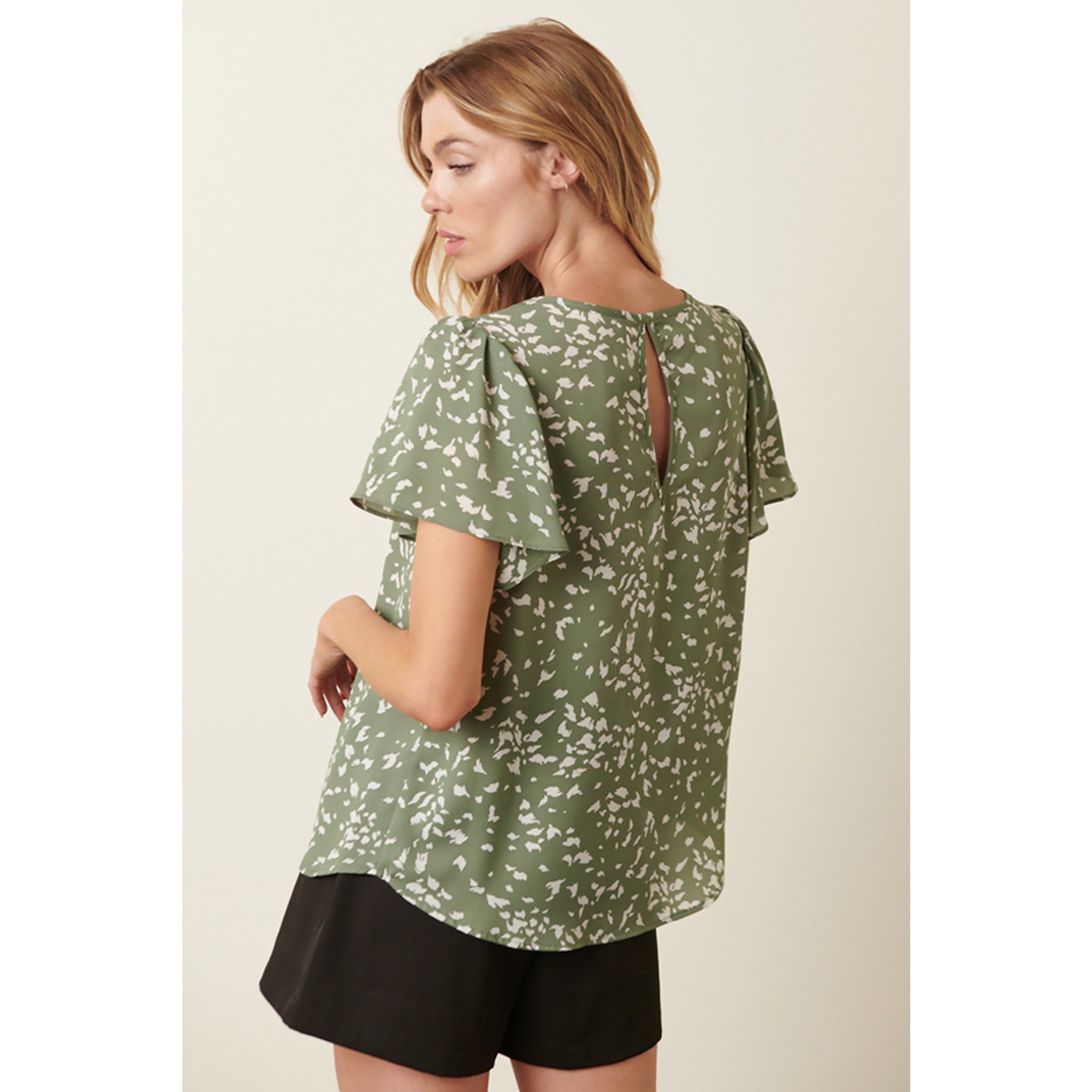 Touch of Whimsy Flutter Sleeve Blouse